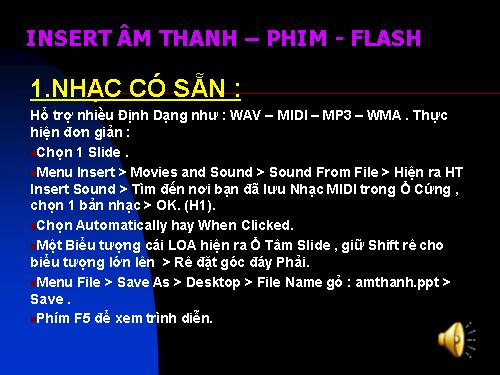 Chèn âm thanh và phim trong PowerPoint 2003