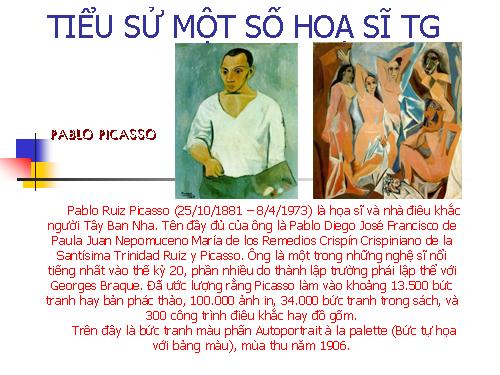 tiểu sử các họa sĩ tg