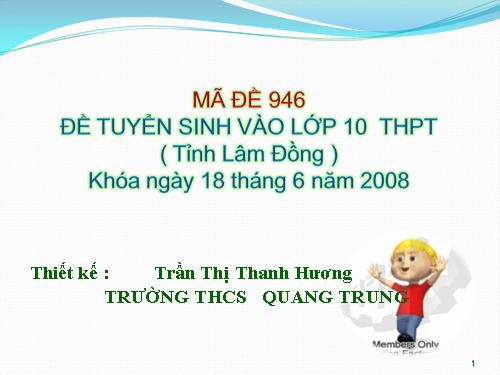 ĐỀ TUYỂN SINH VÀO LỚP 10 - LÂM ĐỒNG