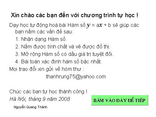 Bài Hàm số bậc nhất