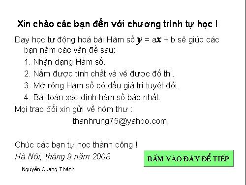 Hàm số bậc nhất tự học theo máy