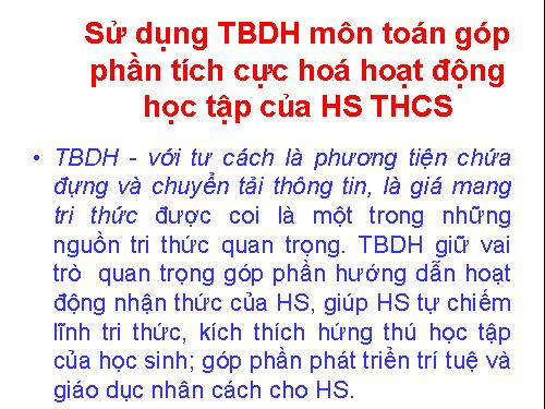 Sử dụng CNTT và thiết bị DH đổi mới PPDH Toán THCS