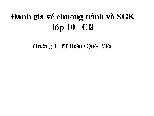 Danh gia chuong trinh SGK 10,11