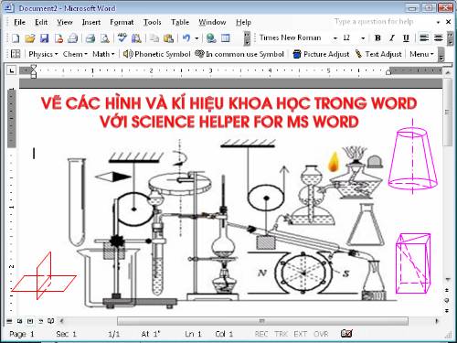 PHẦN MỀM VẼ CÁC HÌNH VÀ KÝ HIỆU TOÁN, HÓA, LÝ TRONG WORD VỚI SCIENCE HELPER FOR MS