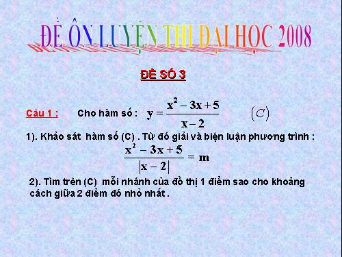 Đề ôn thi Toán đại học 2008 - Đề số 3