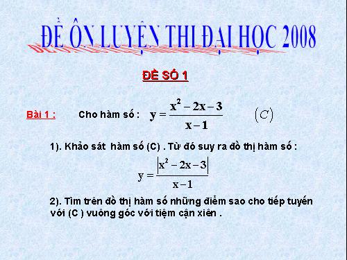 Đề ôn thi Toán Đại học 2008 - Đề số 1