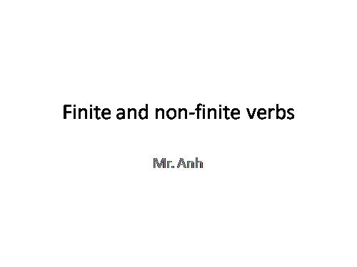 Finite and non-finite verbs