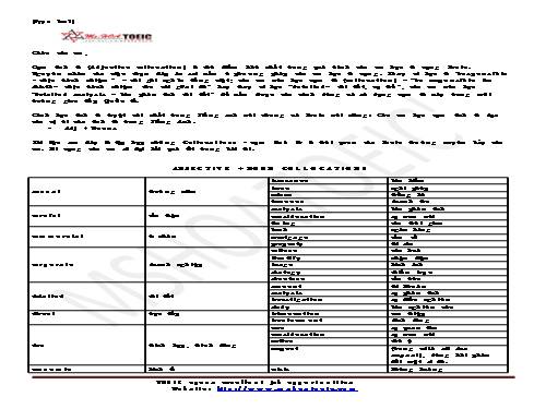 ADJECTIVE COLLOCATIONS- Cụm tính từ