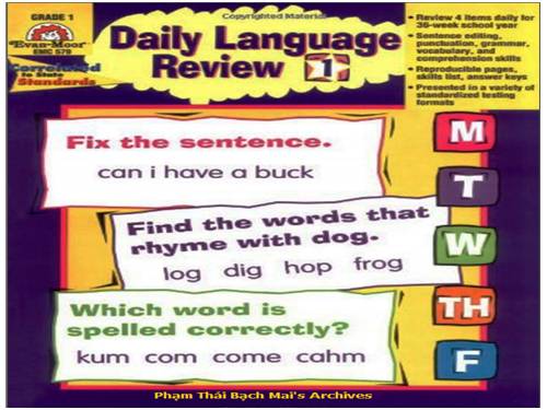 DAILY LANGUAGE REVIEW - GRADE ONE