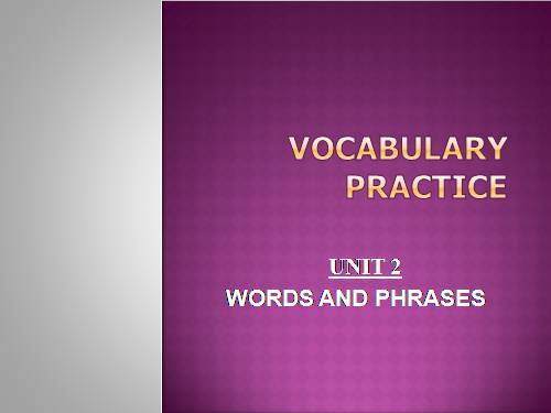 Advanced Language Practice (Vocabulary)