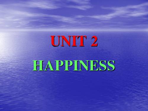 Unit 2. Happiness