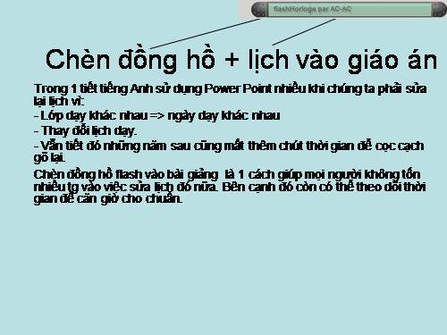 Chèn đồng hồ + lịch flash vào bài giảng tiếng anh