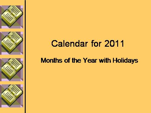 CALENDAR FOR 2011 - FOR TESOL - 07/04/2011