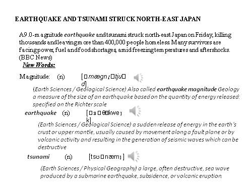 Earthquake and tsunami struck north-east Japan