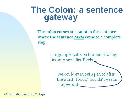 THE COLON - THE SENTENCE GATEWAY