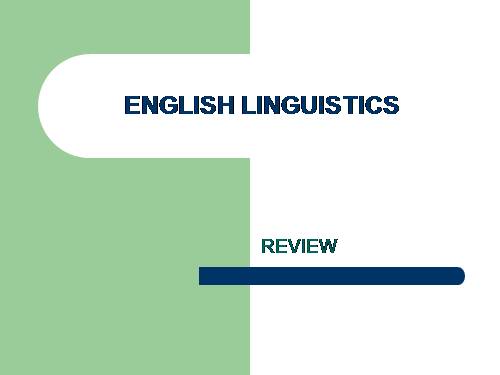 ENGLISH LINGUISTICS