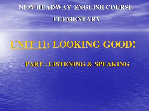 New Headway Elementary Unit 11