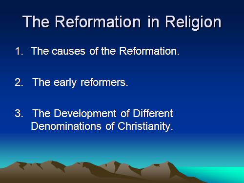 REFORMATION IN RELIGIONS