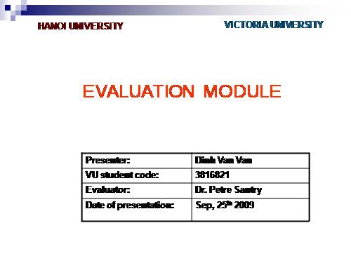 EVALUATION PRESENTATION