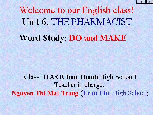 Unit 6: THE PHARMACIST