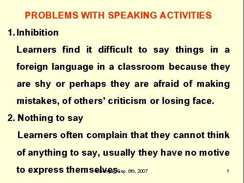 Teaching speaking skill