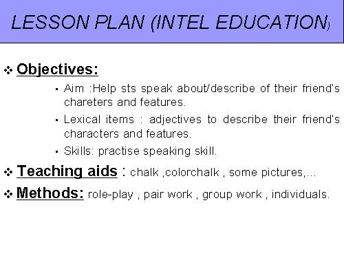 LESSON PLAN -INTEL