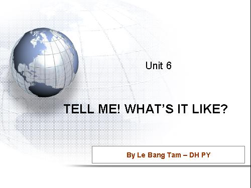 Unit 6 - Tell me! What's it like?