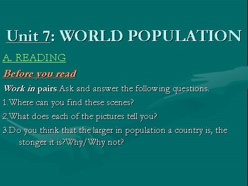 unit 7: world population
