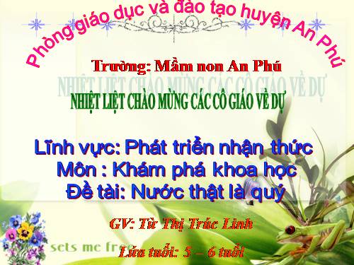 PTNT: Nước thật đáng quí