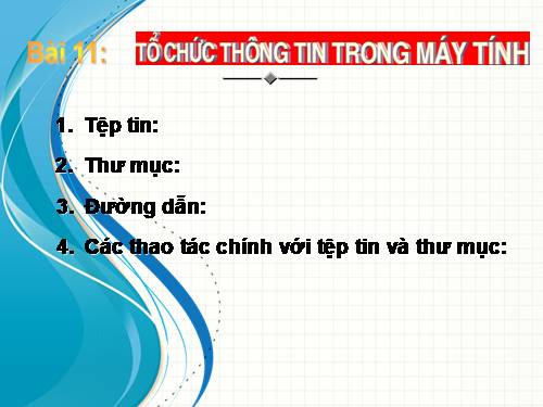 Bài 11. Tổ chức thông tin trong máy tính