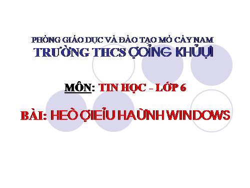 Bài 12. Hệ điều hành Windows