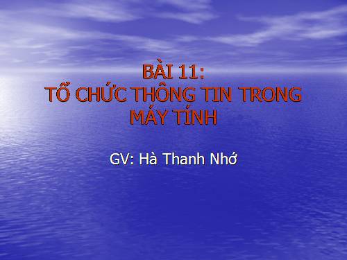 Bài 11. Tổ chức thông tin trong máy tính