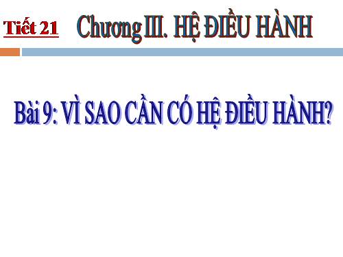 Bài 9. Vì sao cần có hệ điều hành?