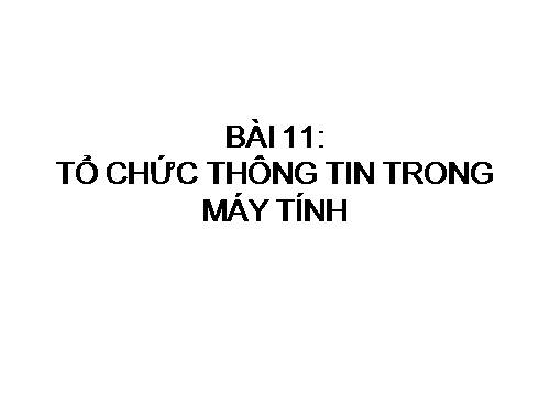 Bài 11. Tổ chức thông tin trong máy tính