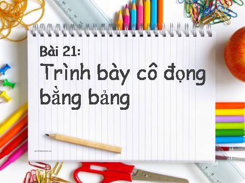 Bài 21. Trình bày cô đọng bằng bảng