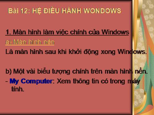 Bài 12. Hệ điều hành Windows