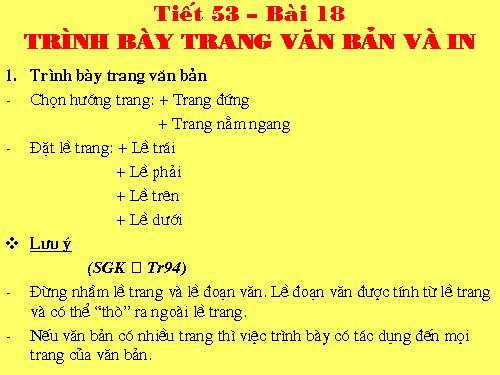 Bài 18. Trình bày trang văn bản và in