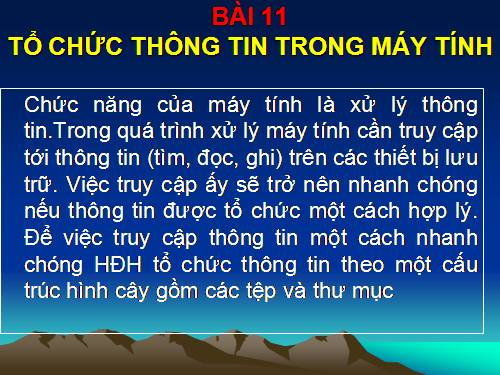 Bài 11. Tổ chức thông tin trong máy tính