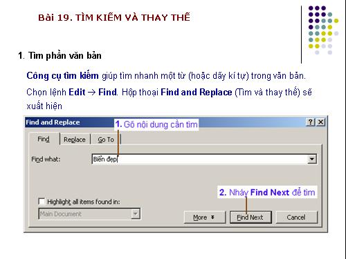 Bài 19. Tìm kiếm và thay thế