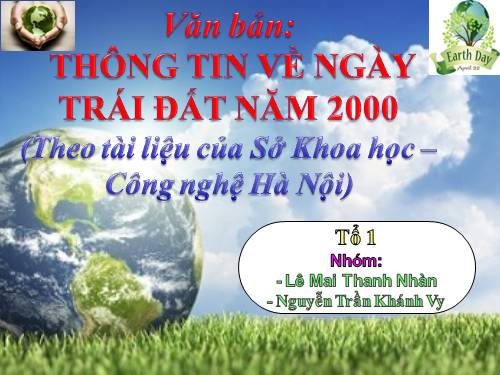 Bài 10. Thông tin về Ngày Trái Đất năm 2000