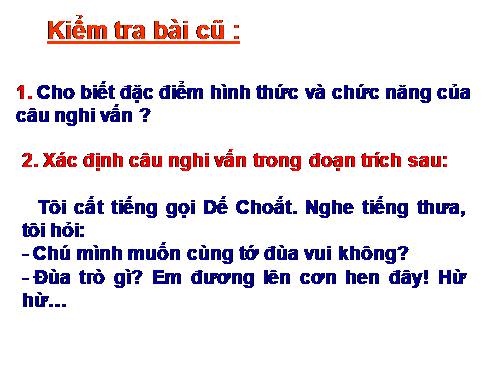 Bài 18. Câu nghi vấn