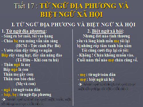 Bài 5. Từ ngữ địa phương và biệt ngữ xã hội