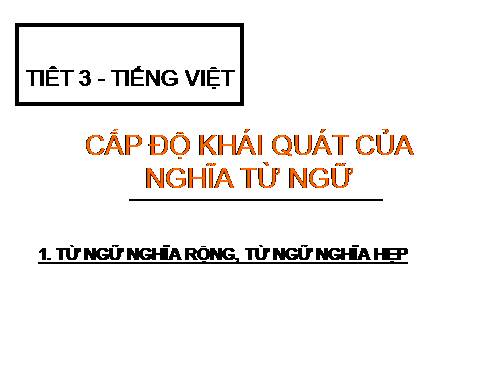 Bài 1. Cấp độ khái quát của nghĩa từ ngữ