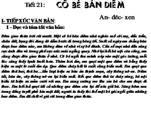 Bài 6. Cô bé bán diêm