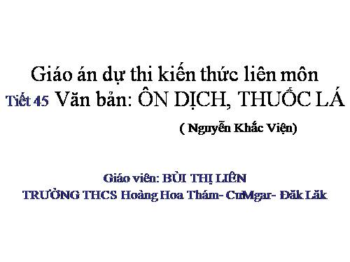 Bài 12. Ôn dịch, thuốc lá