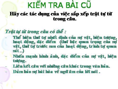 Bài 29. Lựa chọn trật tự từ trong câu (luyện tập)