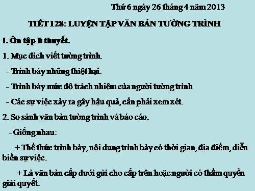 Bài 31. Luyện tập làm văn bản tường trình