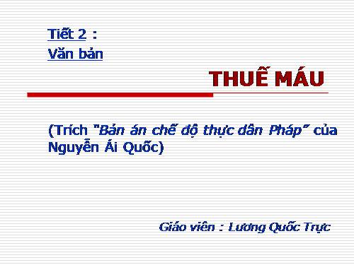 Bài 26. Thuế máu