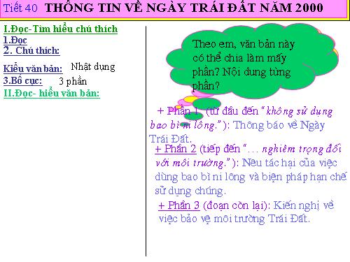 Bài 10. Thông tin về Ngày Trái Đất năm 2000