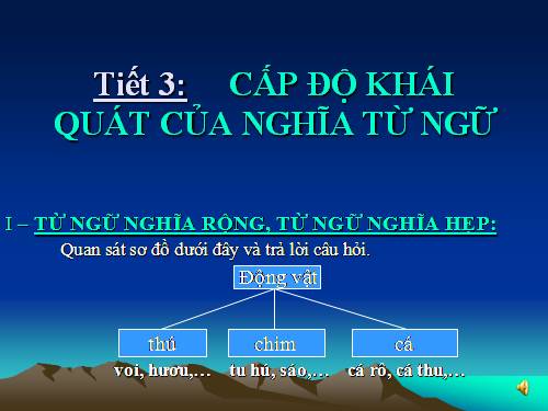 Bài 1. Cấp độ khái quát của nghĩa từ ngữ